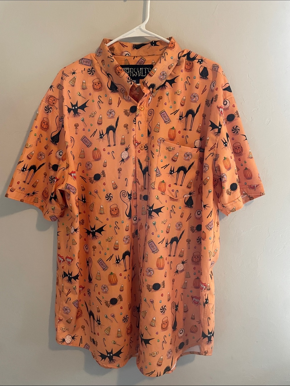 Men's RSVLTS Halloween Print Short-Sleeve Button-Down Shirt 2XL
